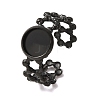 Hollow Flower 304 Stainless Steel Cuff Ring Components STAS-P454-03A-B-1