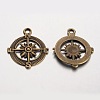 Compass Tibetan Style Alloy Pendants PALLOY-K110-25AB-NR-2
