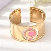 304 Stainless Steel Enamel Cuff Bangles for Women BJEW-B166-02G-2