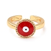 Flat Round with Evil Eye Cubic Zirconia Cuff Ring for Women RJEW-C004-18-RS-2