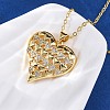 Brass Micro Pave Clear Cubic Zirconia Heart Pendant Necklaces for Women NJEW-S438-07A-G-2