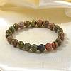 Natural Unakite Bead Stretch Bracelets X-BJEW-K212-B-006-8