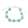 2Pcs Starfish Synthetic Turquoise & Acrylic Pearl Braided Bead Bracelets for Women BJEW-JB11263-3