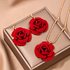 Rose Iron & Plastic Pendant Necklaces & Dangle Earrings Sets for Women FS-WGD8499-01-3