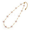 Glass Wrapped Flower Stainless Steel Handmade Link Chain Necklace Jewelry Accessory ZJ4329-3-2