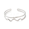 Non-Tarnish 304 Stainless Steel Heart Wave Cuff Bangles BJEW-L682-028P-1