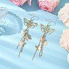 Butterfly Brass Charm Dangle Earrings for Women EJEW-TA00547-2