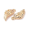 Brass Micro Pave Clear Cubic Zirconia Charms KK-G418-12G-3