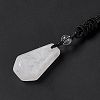 Natural Quartz Crystal Hexagon Pendant Necklace with Nylon Cord NJEW-G094-A07-3