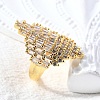 Brass Micro Pave Cubic Zirconia Adjustable Cuff Open Rings RJEW-D313-10G-2