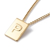 Stainless Steel Initial Letter Rectangle Pendant Necklace for Men Women LS-NJEW-E090-01G-16-1