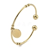 PVD Vacuum Plating 202 Stainless Steel Disc Charm Open Cuff  Bangles for Women BJEW-M317-03G-1