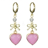 Natural Mixed Gemstone Heart & Bowknot Drop Earrings EJEW-JE05388-2