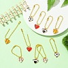 10Pcs 5 Styles Heart with Sports Ball Alloy Enamel Pendant Decoration HJEW-YW00076-5
