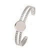 304 Stainless Steel Blank Cuff Bangle Bases with Flat Round Tray SA-CBA82C8-05A-P-1