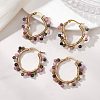 2 Pairs 2 Styles Natural Multicolor Tourmaline  Hoop Earrings EJEW-JE06942-1