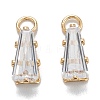 Brass Clear Cubic Zirconia Charms ZIRC-G170-10G-2