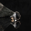 Oval Natural Black Agate Finger Rings PW-WG03CB0-02-2