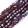 AB Color Plated Transparent Glass Beads Strands GLAA-G127-01S-1