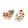Brass Micro Pave Clear Cubic Zirconia Pendants KK-T078-04G-02-2