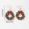 Christmas Wreath Alloy Enamel Dangle Earrings FS-WGEFD29-01-4