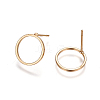 Brass Stud Earrings X-EJEW-F189-03G-NF-2