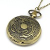 Alloy Flat Round with Dragon Pendant Necklace Pocket Watch X-WACH-N012-28-2