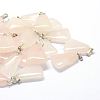 Trapezoid Natural Rose Quartz Pendants G-Q359-20-1