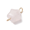 Natural Rose Quartz Connector Charms PALLOY-JF02734-01-3