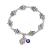 Alloy Hamsa Hand with Evil Eye Link Charm Bracelets for Women Men BJEW-JB11468-2