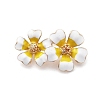 Double Flower Alloy Gold Enamel Pin Brooches JEWB-C037-01KCG-1