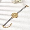 304 Stainless Steel Saint Benedict Bangles for Women BJEW-K295-01A-GP-2
