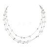 Natural Quartz Crystal 3 Layer Necklaces NJEW-JN05052-1