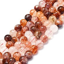 Natural Red Hematoid Quartz/Ferruginous Quartz Beads Strands G-K245-A02-04