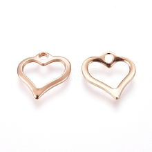 201 Stainless Steel Open Heart Charms STAS-E484-13RG