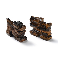 Natural Tiger Eye Carved Healing Dragon Figurines DJEW-F025-02B