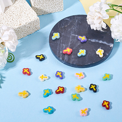 20Pcs 10 Colors Glass Beads Enamel Beads BLOW-TA0001-07A-1