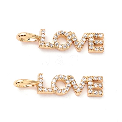 Brass Micro Pave Clear Cubic Zirconia Pendants ZIRC-Z019-35G-NR-1