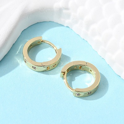 Clear Cubic Zirconia Star Hoop Earrings EJEW-K093-22G-1