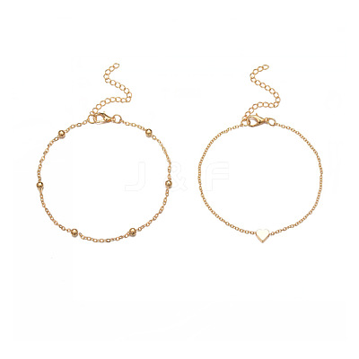 Heart Alloy Link Double Layer Anklets for Women FS-WGF1FB1-01-1