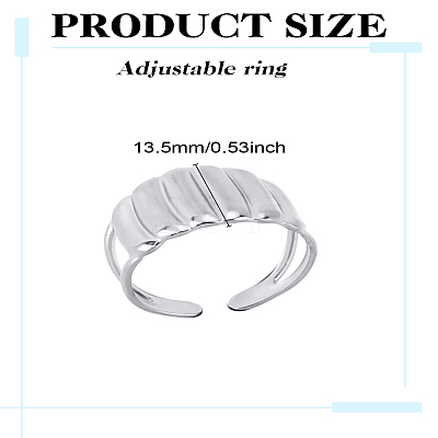 1Pc Stainless Steel Geometry Cuff Rings for Women RJEW-LP0002-55P-1