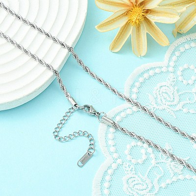 304 Stainless Steel Rope Chain Necklace for Men Women NJEW-YW0001-19-1