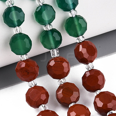 Natural Red Agate & Green Agate & Red Jasper Beads Strands G-T144-19B-01-1