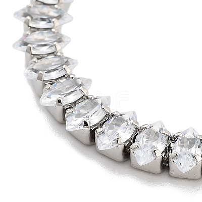 Brass Pave Clear Cubic Zirconia Horse Eye Link Bracelets BJEW-B094-03B-P-1