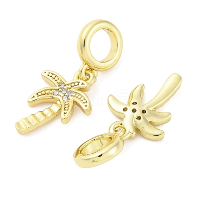 Brass Micro Pave Cubic Zirconia European Dangle Charms KK-D325-18G-1
