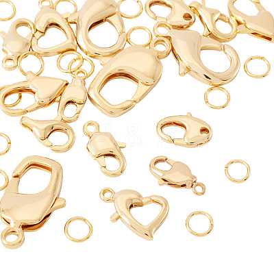 16Pcs 8 Styles Brass Lobster Claw Clasps KK-TA0003-04-1