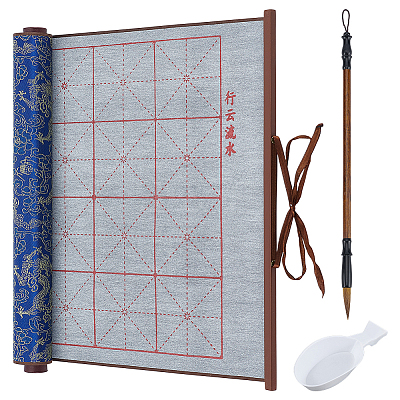 Rectangle Non-woven Fabric & Brocade Water Writing Cloth AJEW-OC0015-27A-1