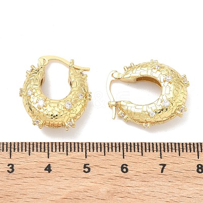 Brass Micro Pave Clear Cubic Zirconia Hoop Earrings EJEW-C181-07G-1
