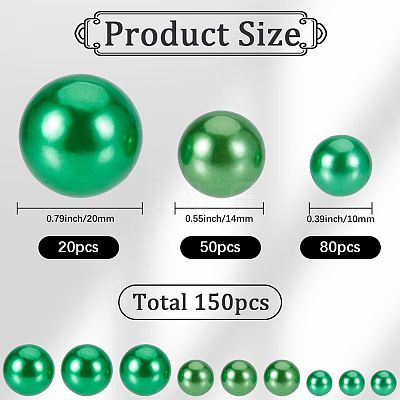 150Pcs 3 Styles Plastic Imitation Pearl Beads OACR-SP0001-69-1
