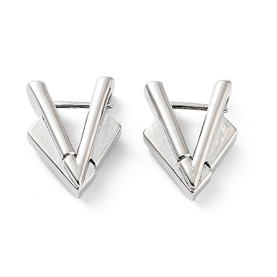 Triangle Rack Plating Brass Hoop Earrings for Women KK-Z038-19P-1